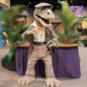 nan Tyrannosaurus mascot costume character dressed with a Corduroy Pants and Ties