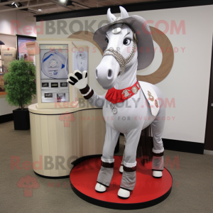 Silver Horseshoe mascot costume character dressed with a Dress Shirt and Bracelets