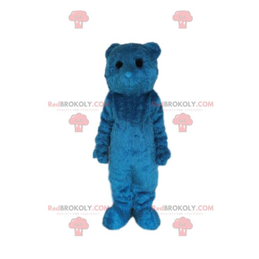Mascote urso azul com olhos negros - Redbrokoly.com