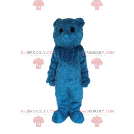 Mascotte orso blu con gli occhi neri - Redbrokoly.com