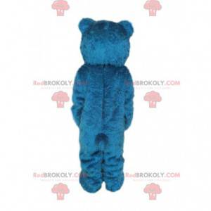 Blue bear mascot with black eyes - Redbrokoly.com