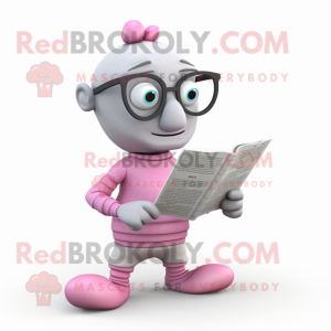 Grå Pink maskot kostume...