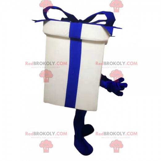 Mascotte del pacchetto regalo bianco e blu - Redbrokoly.com