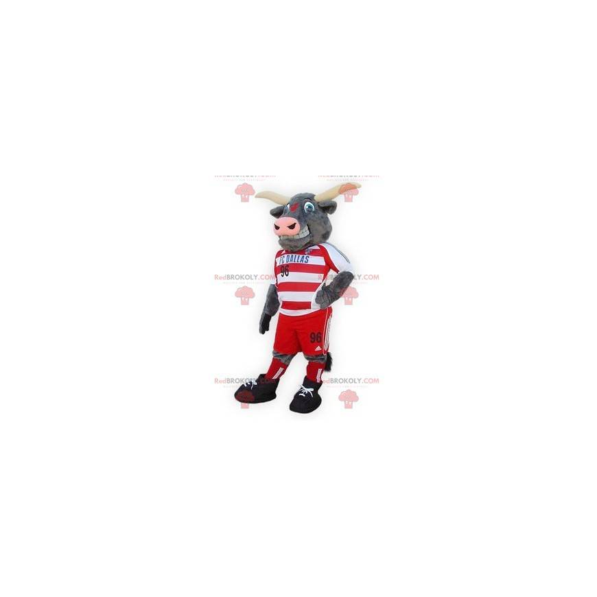 Mascotte di bufalo toro grigio in abbigliamento sportivo - Mascotte di bufalo toro grigio in abbigliamento sportivo -