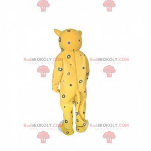 Mascote leopardo amarelo com manchas cinzentas - Redbrokoly.com