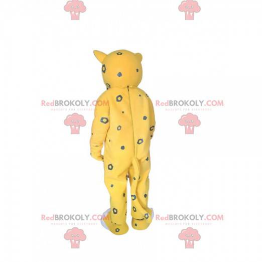 Mascote leopardo amarelo com manchas cinzentas - Redbrokoly.com