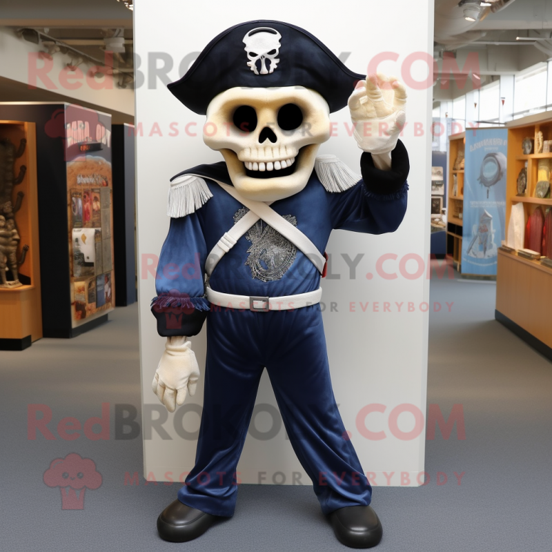 Navy Skull mascot costume character dressed with a Jeggings and Gloves