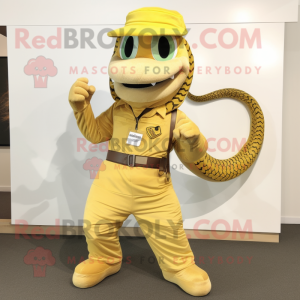 Gold Snake maskot kostume...