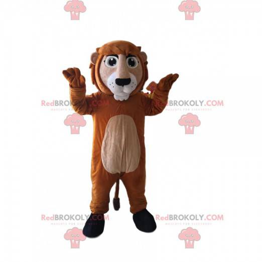 Mascotte de lion marron et beige. Costume de lion -