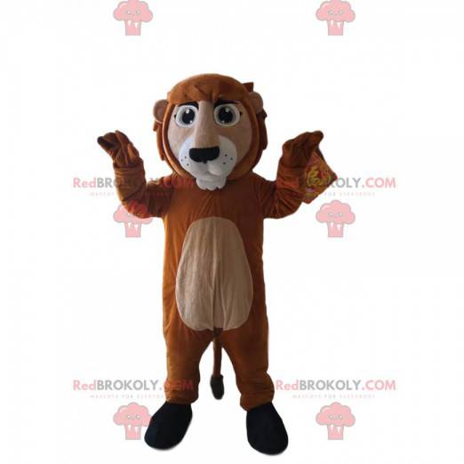 Braunes und beige Löwenmaskottchen. Löwenkostüm - Redbrokoly.com