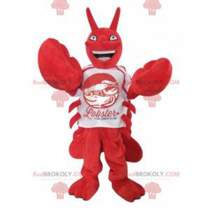 Mascotte de homard hilarant avec un maillot blanc -