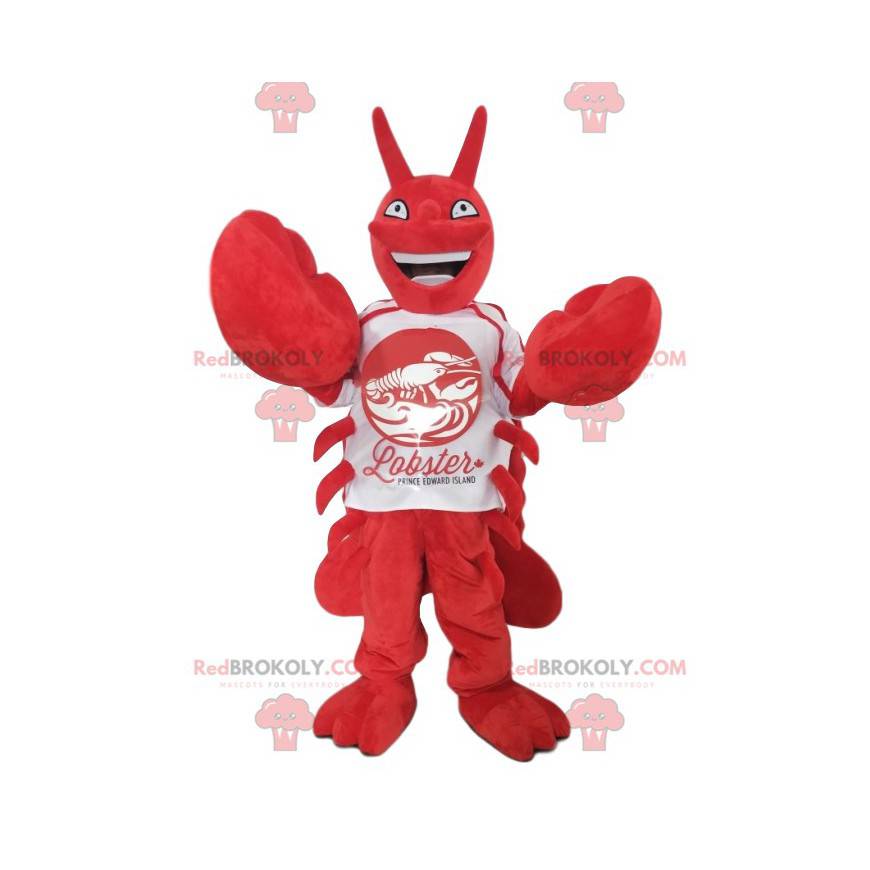 Engraçado mascote de lagosta com uma camisa branca - Engraçado mascote de lagosta com uma camisa branca -