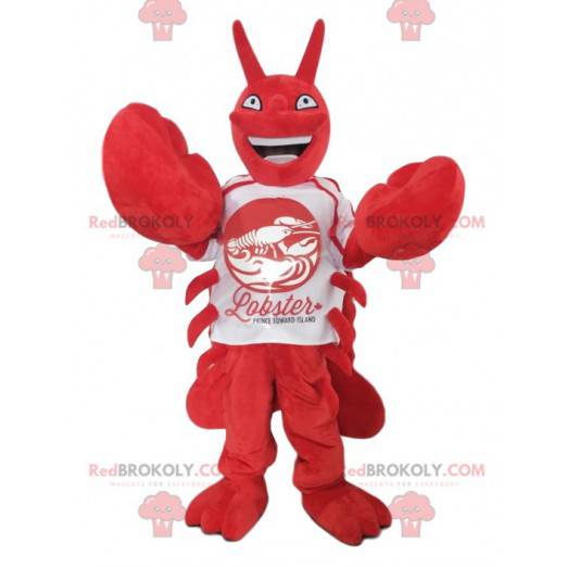 Morsom hummermaskot med hvit jersey - Redbrokoly.com