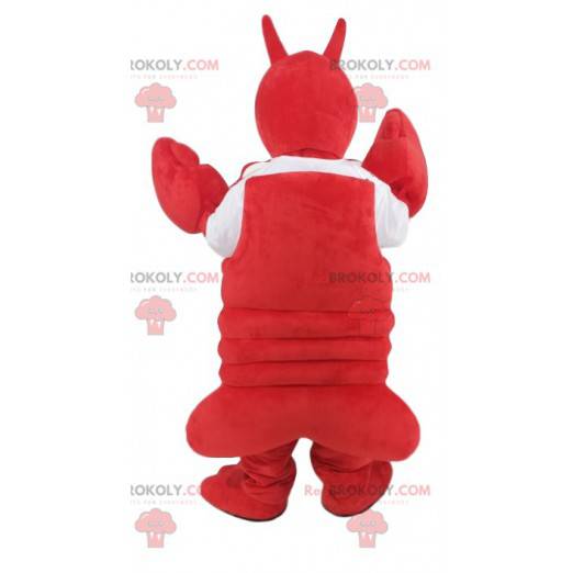 Mascotte de homard hilarant avec un maillot blanc -