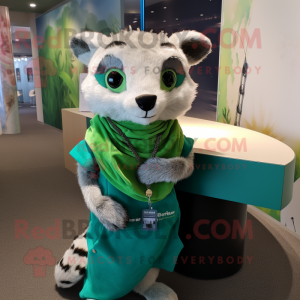 Green Civet mascot costume character dressed with a Polo Shirt and Scarf clips