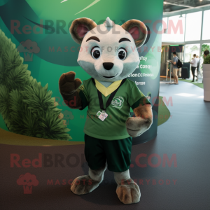 Green Civet mascot costume character dressed with a Polo Shirt and Scarf clips