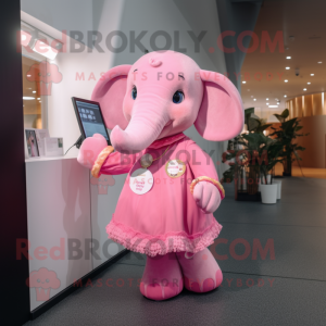 Rosa elefant maskot kostym...