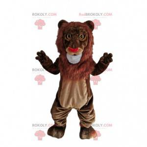 Brown lion mascot with a heart-shaped nose - Redbrokoly.com