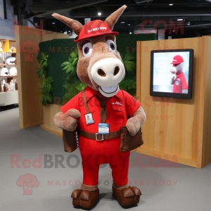 Red Donkey maskot kostume...