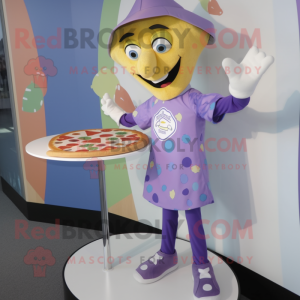 Lavendel Pizza Slice maskot...