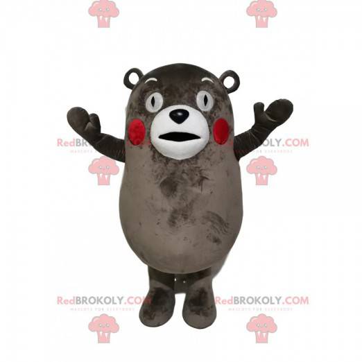 Mascota oso gris y blanco con pómulos rojos - Redbrokoly.com