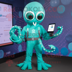 Turquoise Kraken mascotte...