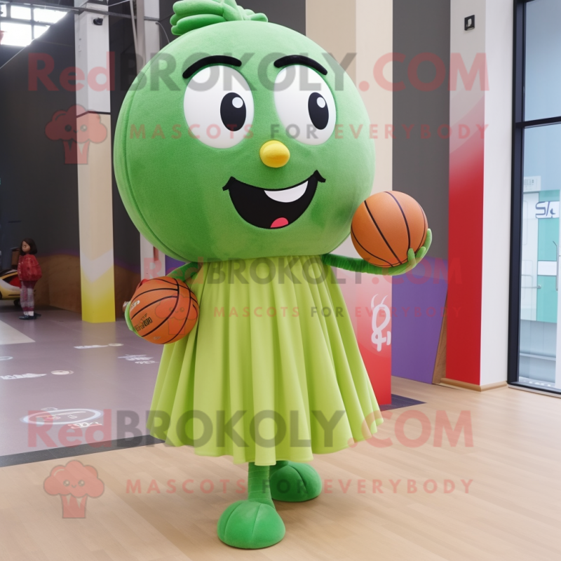 Olive Miso Soup mascot costume character dressed with a Ball Gown and Shoe laces Olive Miso Soup mascot costume character dressed with a Ball Gown and Shoe laces