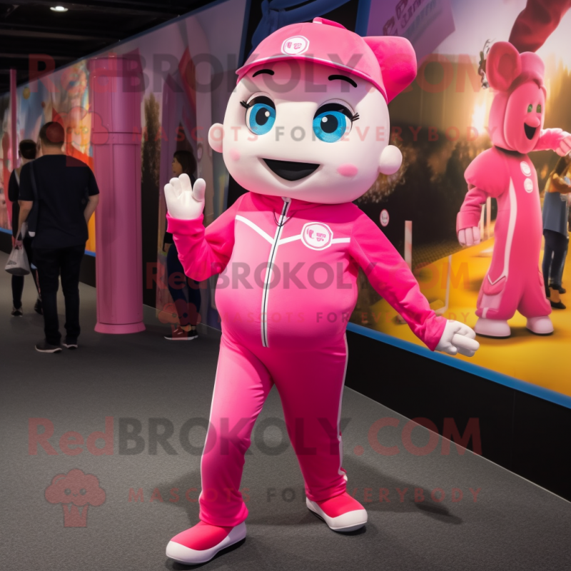 Pink Alliance mascot costume character dressed with a Jeggings and Foot pads Pink Alliance mascot costume character dressed with a Jeggings and Foot pads