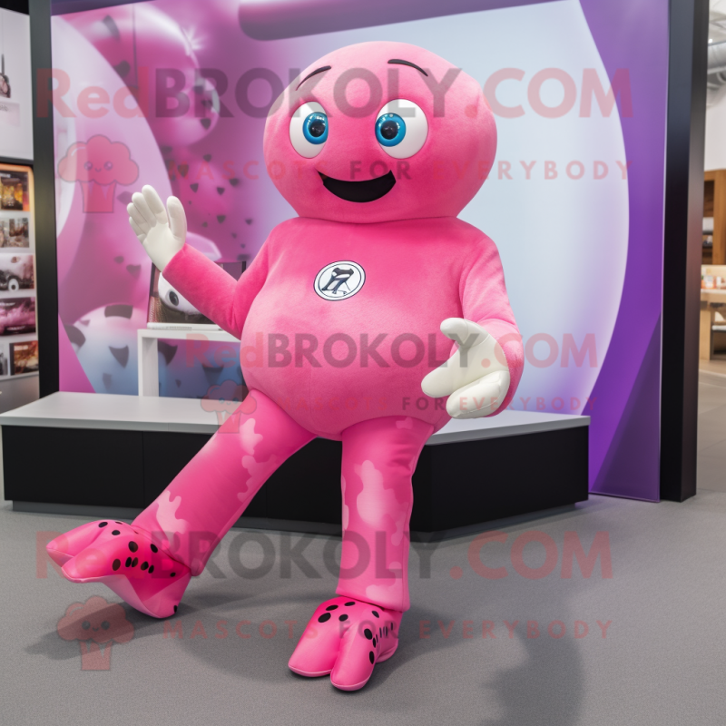 Pink Alliance mascot costume character dressed with a Jeggings and Foot pads Pink Alliance mascot costume character dressed with a Jeggings and Foot pads