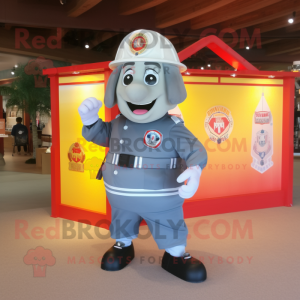 Silver Fire Fighter maskot...