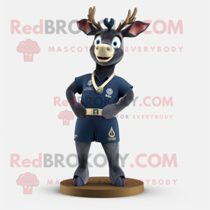 Navy Deer maskot kostym...