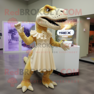 Cream T Rex maskot kostume...