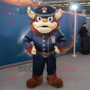 Navy Goulash mascot costume character dressed with a Leather Jacket and Ties