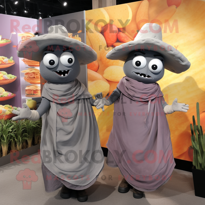 Gray Tacos mascot costume character dressed with a Wrap Dress and Cummerbunds Gray Tacos mascot costume character dressed with a Wrap Dress and Cummerbunds