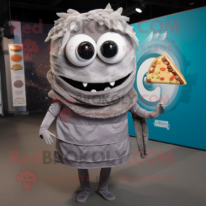Gray Tacos mascot costume character dressed with a Wrap Dress and Cummerbunds
