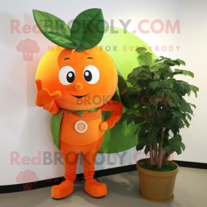 Orange Spinach mascot costume character dressed with a T-Shirt and Keychains