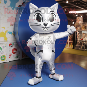 Silver Cat maskot kostym...