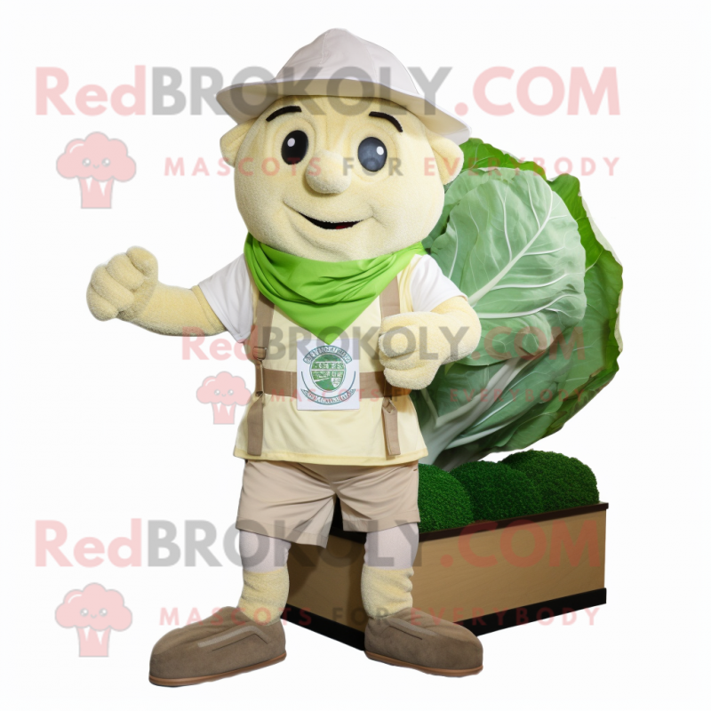 Cream Cabbage mascot costume character dressed with a Cargo Shorts and Belts