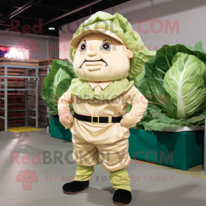 Cream Cabbage mascot costume character dressed with a Cargo Shorts and Belts