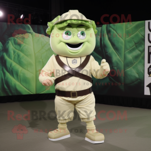 Cream Cabbage mascot costume character dressed with a Cargo Shorts and Belts
