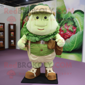 Cream Cabbage mascot costume character dressed with a Cargo Shorts and Belts