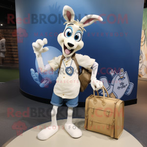 Cream Gazelle mascot costume character dressed with a Boyfriend Jeans and Handbags