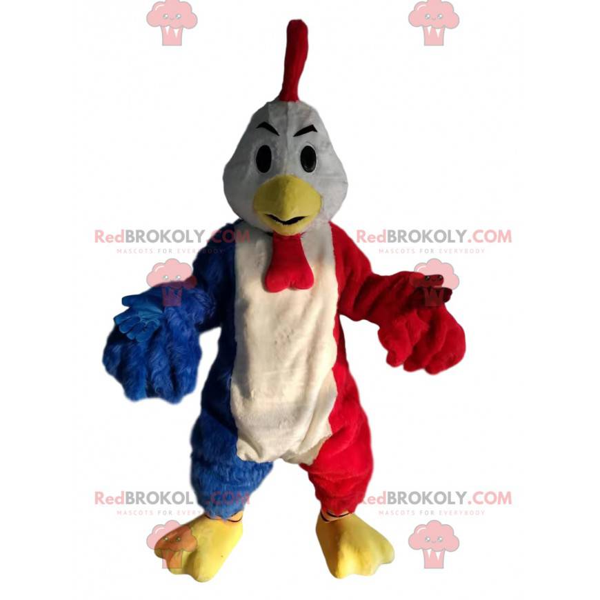 Tricolor rooster mascot with a superb crest - Redbrokoly.com