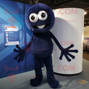 Navy Spider mascot costume character dressed with a Long Sleeve Tee and Beanies