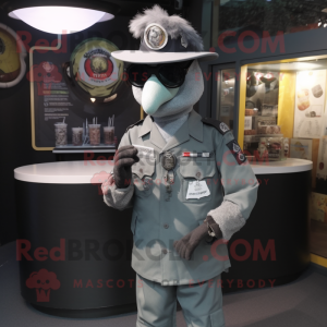 Gray Special Air Service mascot costume character dressed with a Cocktail Dress and Bracelet watches