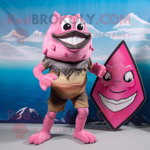 Pink Piranha maskot kostume...