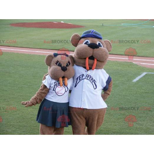 2 mascots of brown beavers with big teeth - Redbrokoly.com