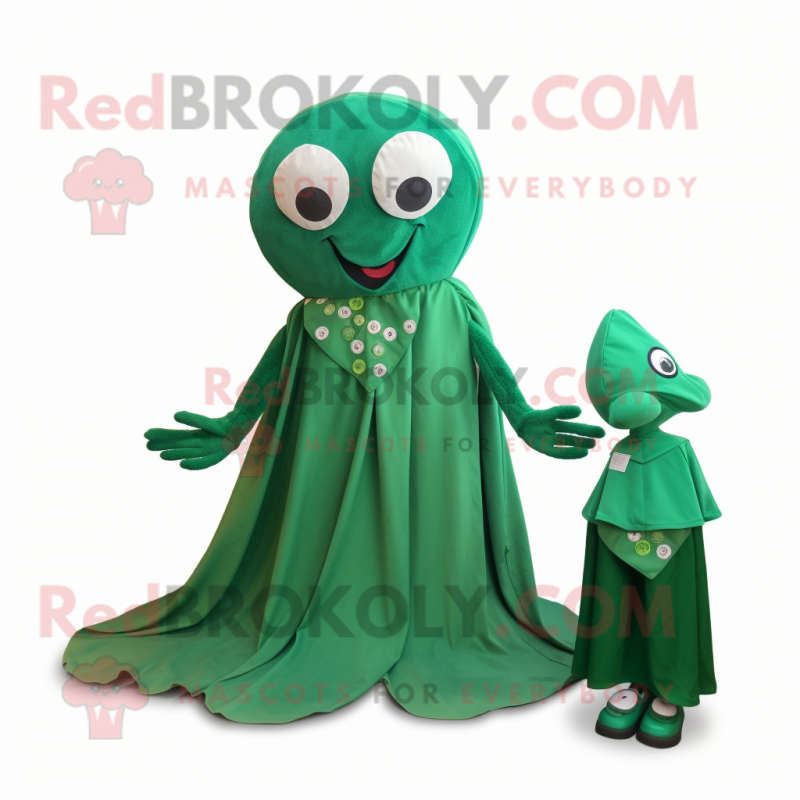 Forest Green Octopus mascot costume character dressed with a A-Line Skirt and Coin purses Forest Green Octopus mascot costume character dressed with a A-Line Skirt and Coin purses