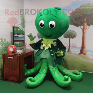 Forest Green Octopus maskot...