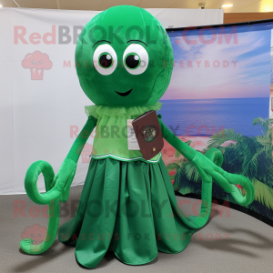 Forest Green Octopus maskot...